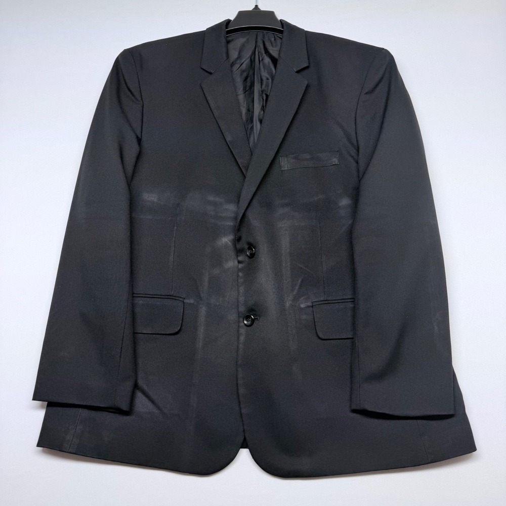 Edwards Redwood & Ross Mens Black Two Button Blazer Suit Jacket Sz 46R
